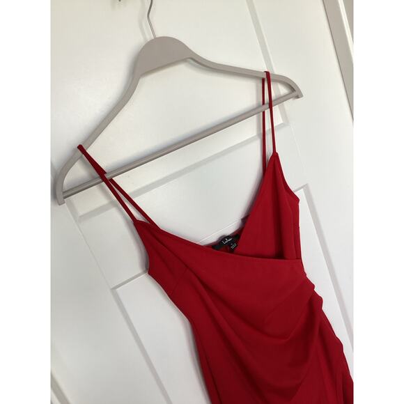 NWT Lulus Women's Sweetest Admirer Ruched Surplice Maxi Dress Red Size Small - Picture 5 of 13